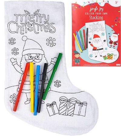 Jingle Joy Colour Your Own Christmas Canvas Stocking 