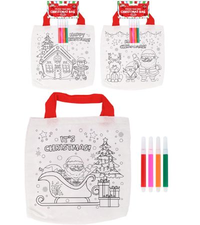 Colour Your Own Christmas Canvas Tote Bag