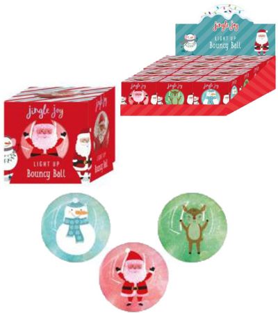 Jingle Joy - Light Up Bouncy Glitter Ball In Assorted Designs
